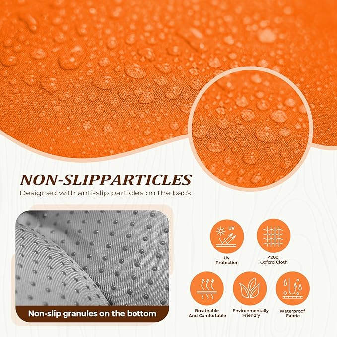 Waterproof Long Lounger Chair Cushion Outdoor Chaise Lounge Chair Cushionswith Ties, Patio Recliner Thickened Lounge Chair Cushions for Indoor 74.4 x 22 x 4.7 Inches,Cushion Only (Orange)