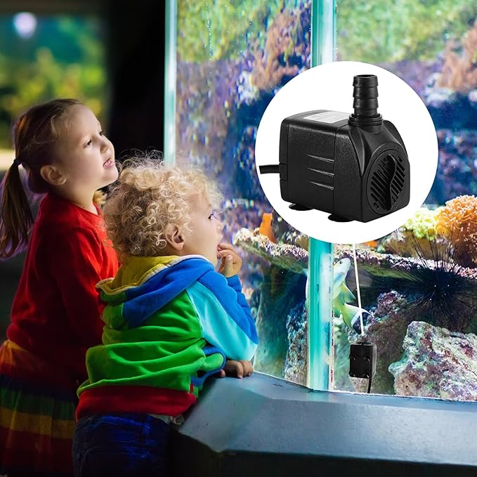 Fountain Pump, 400GPH Submersible , Durable 25W Outdoor Water Pump with 6.5ft Power Cord, 3 Nozzles for Aquarium, Pond, Fish Tank, Water Pump Hydroponics, Backyard Fountain