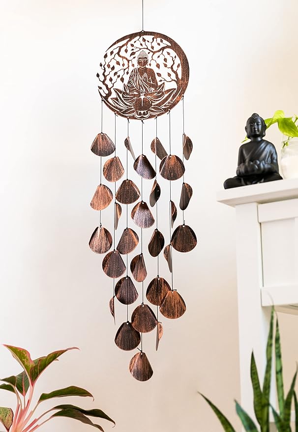 VP Home Shimmering Serenity Buddha Outdoor Garden Decor Wind Chime