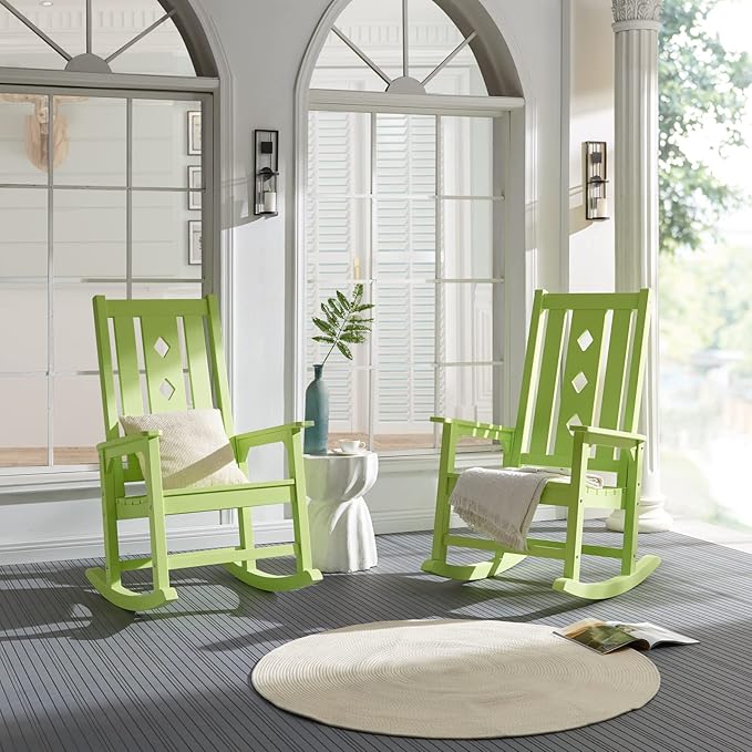Oversized Rocking Chair, Outdoor Rocking Chair for Adults, All Weather Resistant Porch Rocker for Lawn Garden, 350lbs Weight Capacity