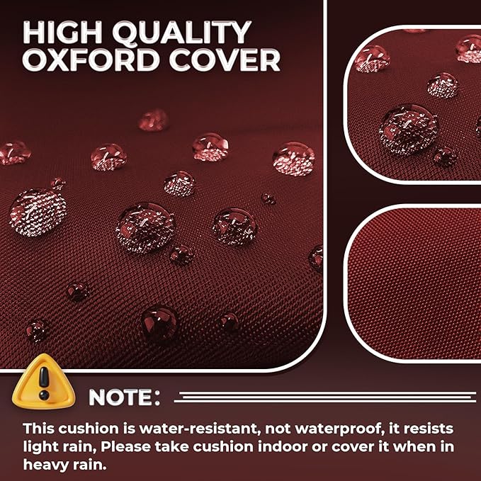 Outdoor Chaise Lounge Chair Cushion Replacement 74.4 x 22 x 4.7 Inches Memory Foam Waterproof Lounge Chair Cushions for Outdoor Furniture with Ties, Thickened Pool Lounge Chair Cushions, Red