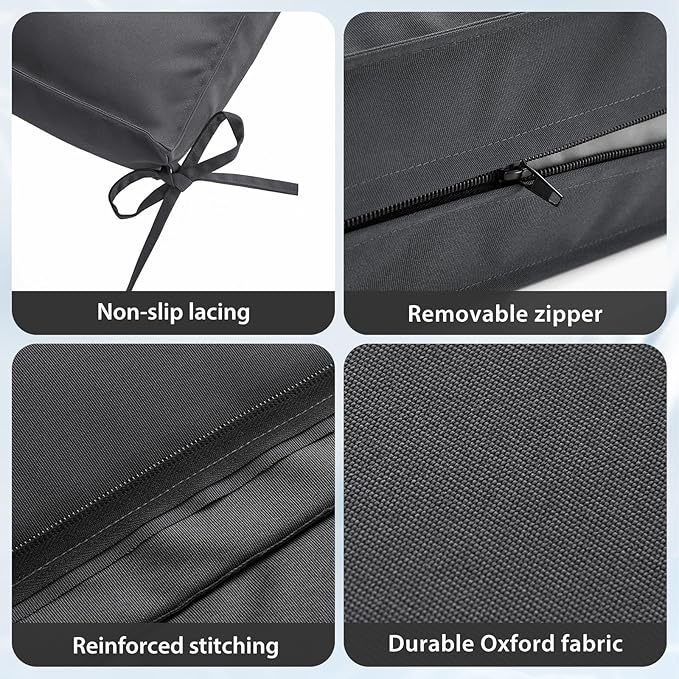 Outdoor Wicker Patio Bench seat Cushions, Durable Anti-Slip Waterproof Garden Thick Bench Cushions for Outdoor Indoor Furniture Dark Gray.