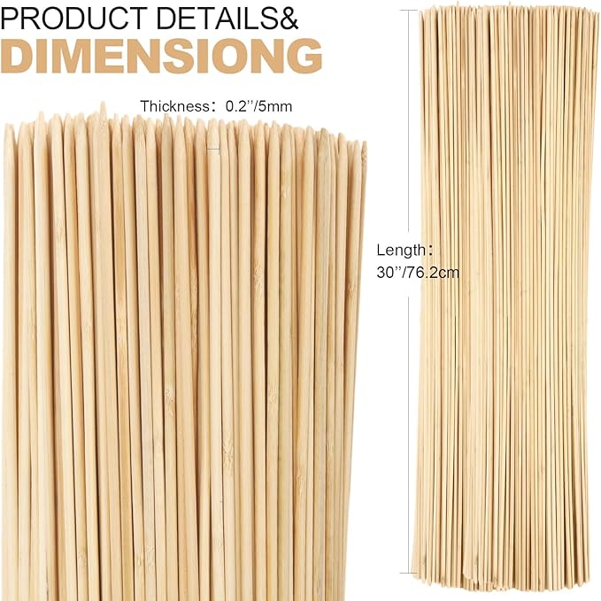 Suclain 700 Pcs 30" Long 5mm Thick Marshmallow Roasting Sticks, Smores Sticks Bamboo Skewers BBQ Kabob Grilling Barbecue Roasting Camping for Outdoor Fire Pits Campfires