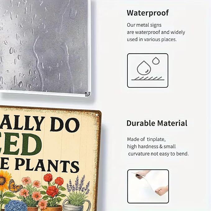 Plant Signs Funny for Outside Decor, Metal Garden Signs for Women, "Yes I Really Do Need All These Plants" Sign, Homestead Decor for Outdoor, Yard, Shed, Patio, Green House Gifts for Women – 12x8 Inch