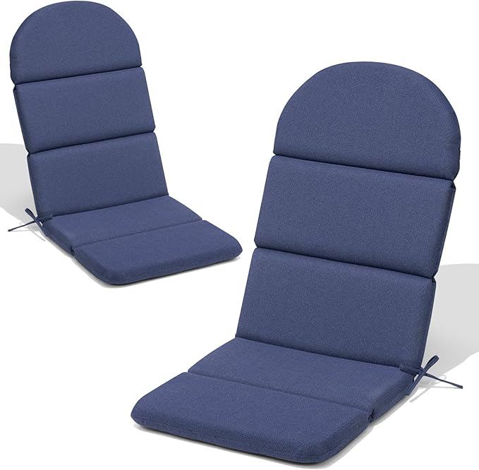 Crestlive 50x19.6 Inch Adirondack Chair Cushion Set of 2, Water Repellent, Fade Resistant, High Back Outdoor Rocking Chair Cushion for Patio, Sky