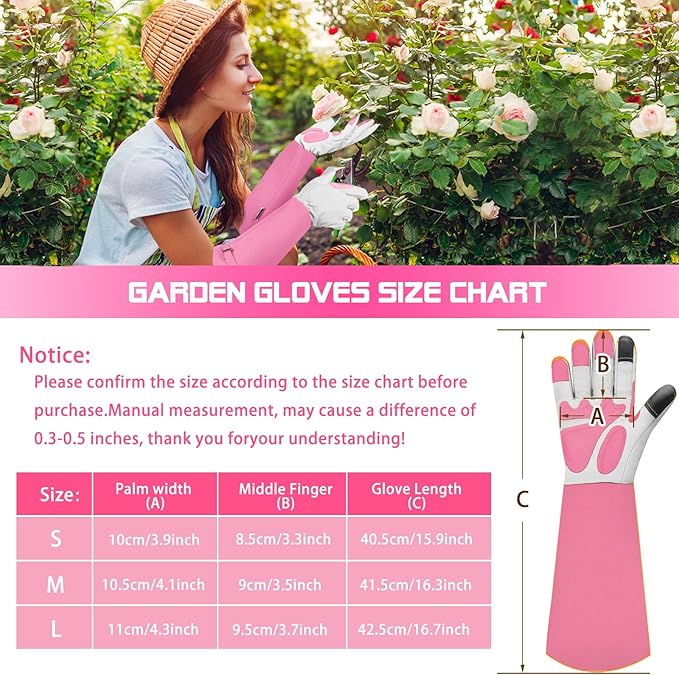 Long-Gardening-Gloves for Women/Men - Thorn Proof Rose Pruning Gloves Heavy Duty Gauntlet, Best Garden Gifts for Gardener-L