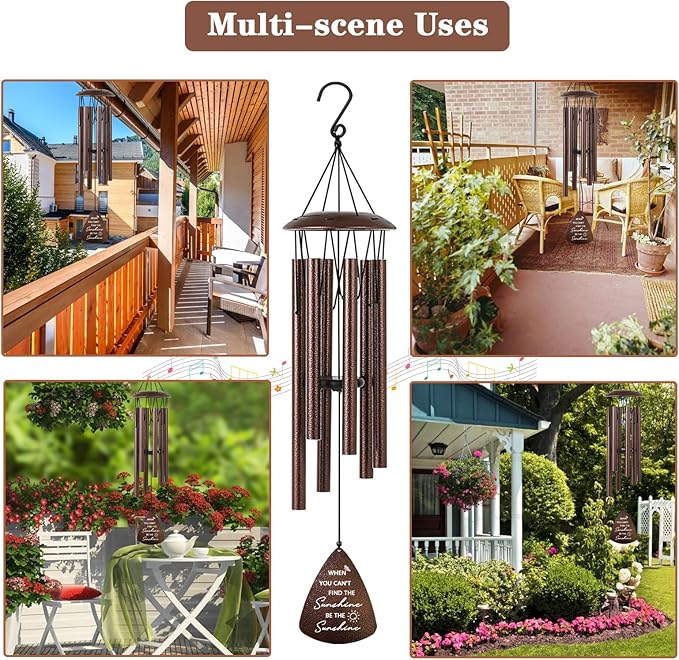 Get Well Gifts for Women Men, 32" Bronze Wind Chimes Inspirational Gifts for Women, Cheer Up Positive Sending You Sunshine Get Well Soon Gift Baskets