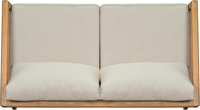 Christopher Knight Home Westin Acacia Wood Patio Loveseat Sofa with Cushion, Outdoor 2-Seater Sofa with Removable Cushions, Patio Furniture Sofa for 2, Teak+Beige