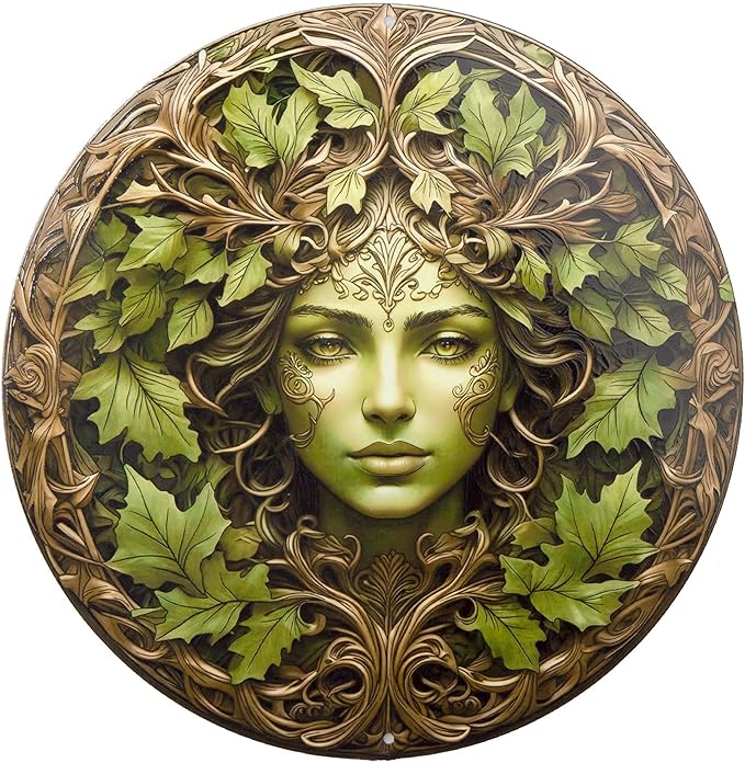 KVTTOZA 2D Metal Tree Woman Wall Art Decor, 11.8Inch Flat Outdoor Garden Wall Decors Gardens Guardian Decor Wall Art for Indoor Outdoor Room Garden Porch Fence Decor