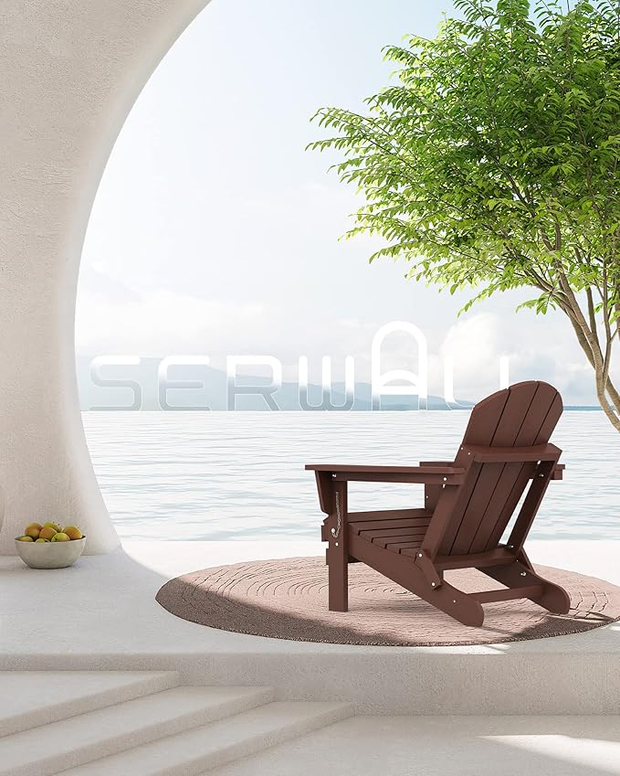 SERWALL Adirondack Chair Set of 8 for Patio Garden (Folding Coffee)