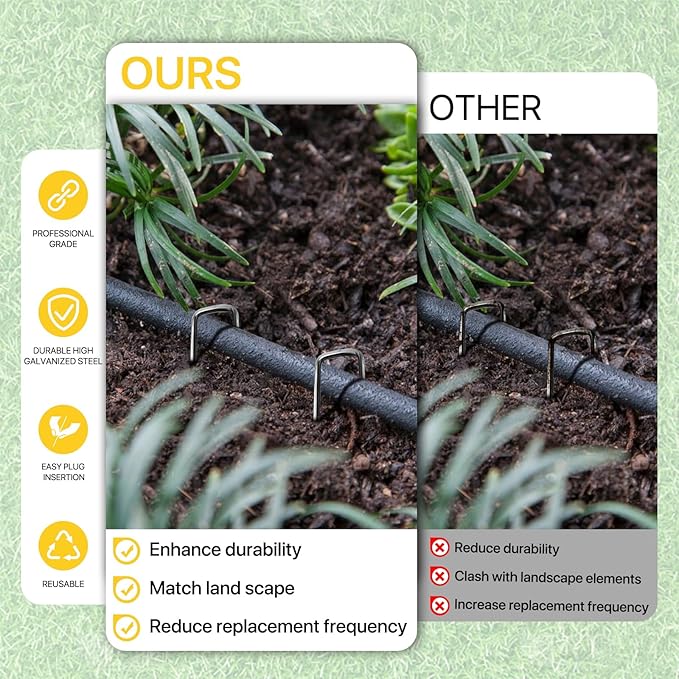 Landscape Staples 6inch,11Gauge Galvanized Lawn Staples, Sturdy Garden Stakes for Effortlessly Securing Weed Barrier Fabric,Ground Stabilization, and Tackling Outdoor Yard Work (6INCH, 500)