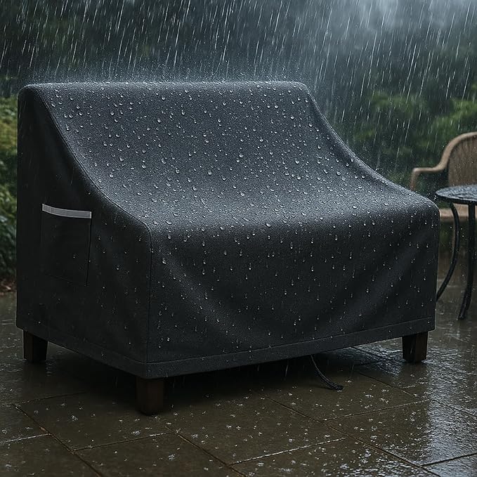 Outdoor Sofa Cover, Waterproof Patio Furniture Cover 78.7W x 38.2D x 35H inches Heavy Duty 600D Oxford Fabric Black