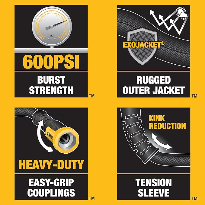 DEWALT 100 ft x 5/8 in Heavy-Duty Professional Grade Fabric Garden Hose - DXMH3304