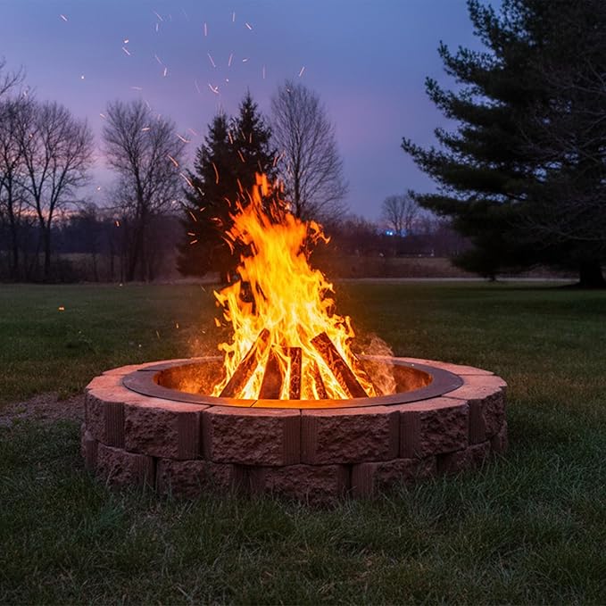 Sunnydaze Outdoor Fire Pit Ring - Heavy-Duty Round Steel Fire Ring Insert - DIY Above or In-Ground - 45-Inch Outer/39-Inch Inner Diameter