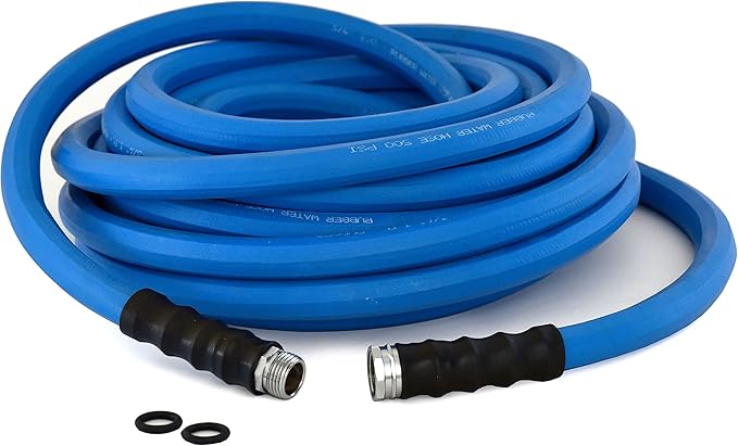 AG-LITE BSAL58100 5/8" x 100' Hot/Cold Water Rubber Garden Hose, 100% Rubber, Ultra-Light, Super Strong, 500 PSI, 50F to 190F Degrees, High Strength Polyester Braided