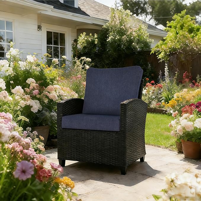 Goodgoods 24 x 28 Outdoor Patio Deep Seat Cushions 2-Pack, 1000+ Hours Fade-Resistant & Water-Resistant Outdoor Furniture Chair Cushions with 30D High-Resilience Foam for Sofa Chair, Sky