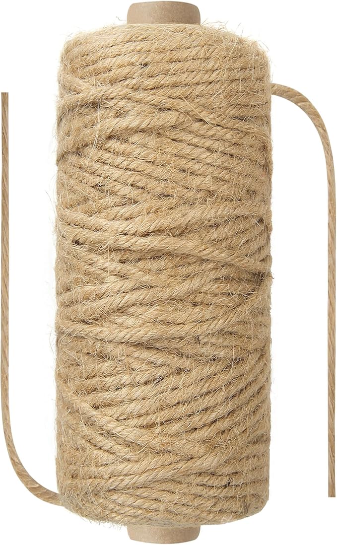 1/8 in (3 mm) X 164 Ft (50 Meters) Sisal Hemp Rope Twine for Home Decorating, Cat Scratcher Post Tree, DIY Arts Crafts, Garden, Binding, Packing Material