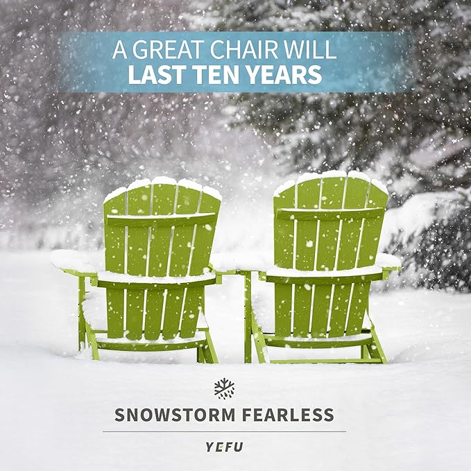 YEFU Adirondack Chairs Set of 4: Outdoor Chair HIPS Plastic Adirondack Chairs - Patio Chairs with Wood Texture - Lawn Fire Pit Deck Porch Garden Chairs for Adults (Kelly Green)