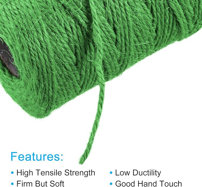 MECCANIXITY 328 Feet Garden Twine, 2mm Craft Jute Twine String Jute for Artwork, DIY Crafts, Gift Wrapping, Green