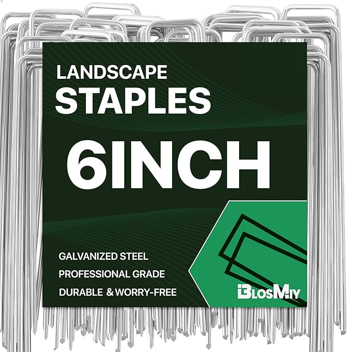 Landscape Staples 6inch,11Gauge Galvanized Lawn Staples, Sturdy Garden Stakes for Effortlessly Securing Weed Barrier Fabric,Ground Stabilization, and Tackling Outdoor Yard Work (6INCH, 100)