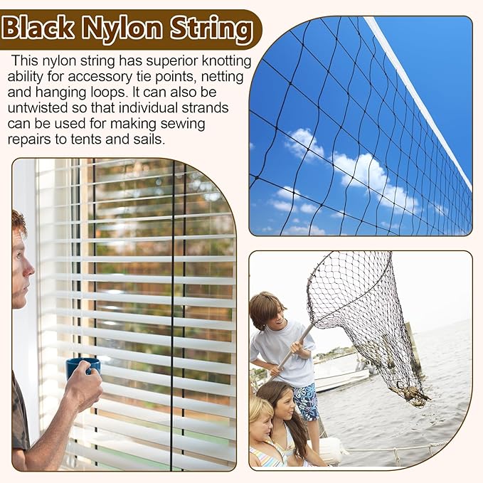 Black Nylon String,500ft 2mm UV-Resistant Nylon Cord Twine for Garden,Tomato,Climbing Plant,Tie Floristry,Fishing,Wrapping,Camping and Outdoor Survival,Netting Home Improvement