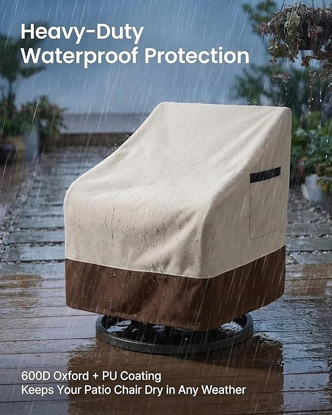 Outdoor Chair Covers Waterproof, 600D Oxford Heavy Duty Patio Furniture Covers for Swivel Lounge, Rocking & Adirondack Chairs, All-Season Weather Protection UV Fade Resistant,30W x 34D x 36H in,2-Pack