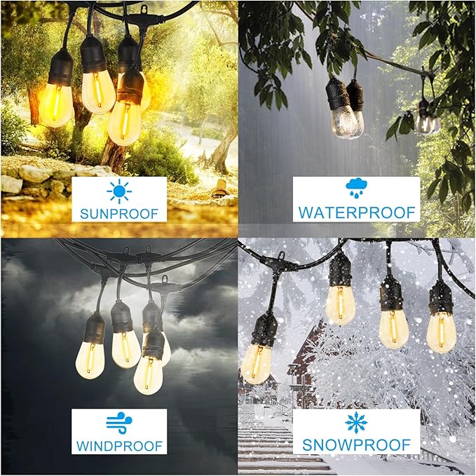Lightdot 96FT Outdoor RGB String Lights - Dimmable Color Changing LED Patio Lights with Remote, Waterproof Commercial Grade for Cafe, Bistro & Backyard, ETL Listed