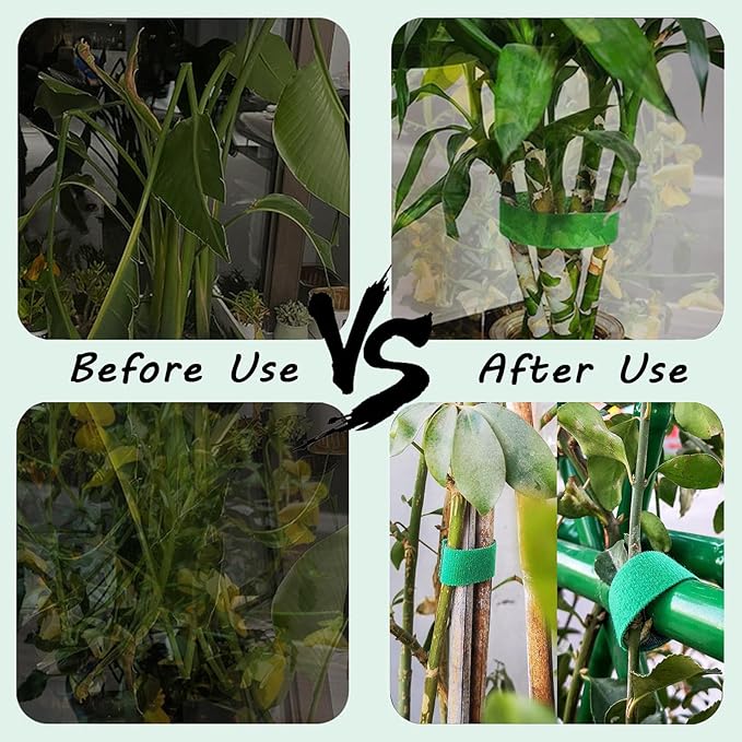 IFNOW Hook and Loop Cable Ties Reusable Fastening Tape Garden Tie Strap Plant Supports Gentle on Plants Plant Ties Garden Tape (Green, 0.8''/16FT, 2PCS)