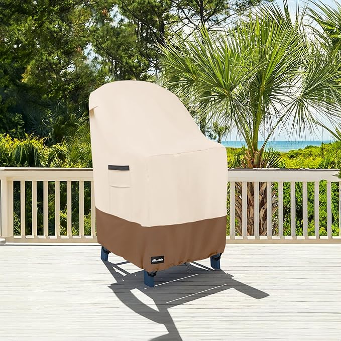 Patio Tall Adirondack Chair Cover(30W x 34D x 45H inches),600D Waterproof Heavy Duty Outdoor Chair Covers,Adirondack Chair Covers,Adirondack Chair Cover for Patio Furniture,Beige&Brown