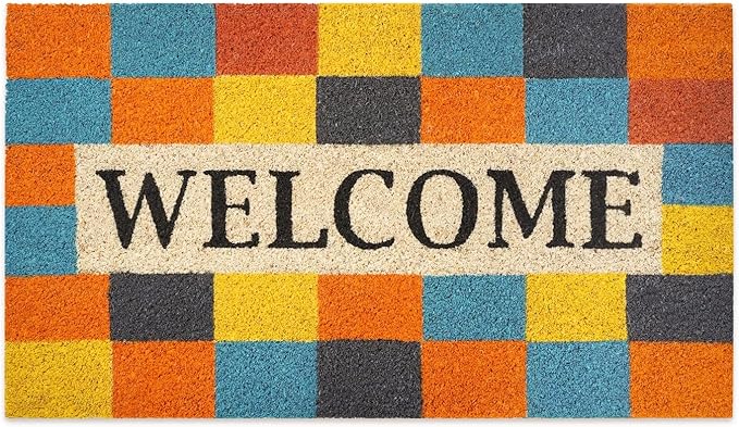 Coir Door mats Outdoor - Modern Welcome - Welcome mats for Front Door - Coir Doormat Outdoor Entrance - 16''x27.5''