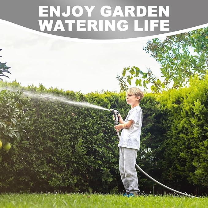 YOTOO Heavy Duty Hybrid Garden Lead in Water Hose 5/8-Inch by 1.28-Feet 150 PSI, Kink Resistant, All-Weather Flexible with Swivel Grip Handle and 3/4" GHT Solid Brass Fittings, Gray