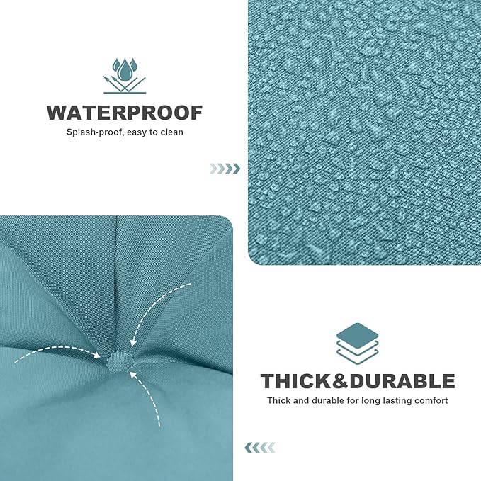 Porch Swing Cushions,Outdoor Cushions 3 Seater Replacement with Backrest, Waterproof Thickened Bench Cushion with Ties for Porch, Patio,Outdoor, Backyard and Garden (Lake Blue 40 * 40 in)