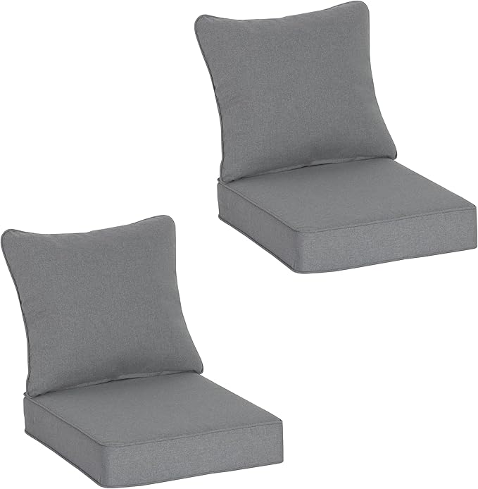 COZYVIDA Outdoor Deep Seat Cushion Set of 2, 24"x24" Seat & 25"x22.5" Back, C0 Water-Resistant Breathable Polyester, UV-Resistant 1000+ Hrs, 30D Foam with Recycled Fiber Fill,Boho Paisley,Light Grey