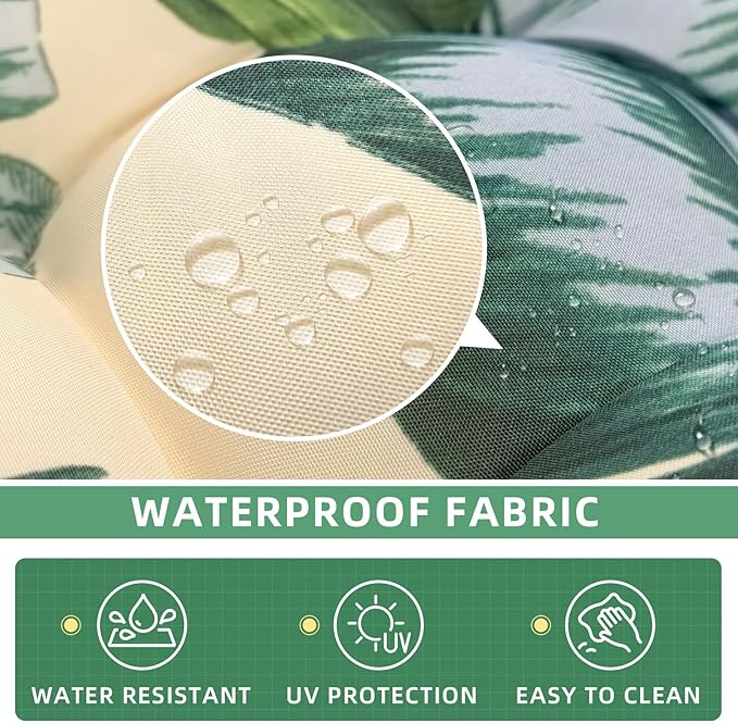Floral Rocking Chair Cushion Water Resistant Patio Rocker Chairs Replacement Cushions for Porch Garden Outdoor Indoor Beige Green
