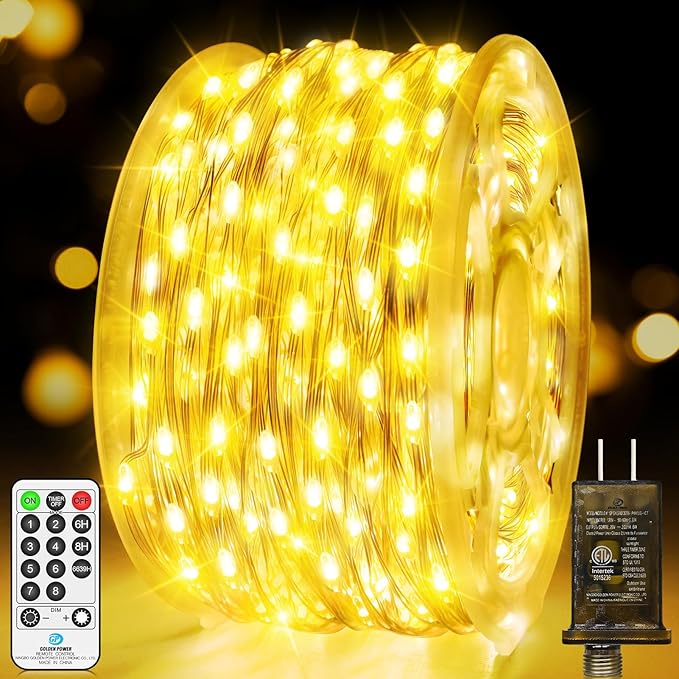 1200 LED Fairy Lights Plug in 403 FT Super Long Christmas Lights Outdoor Decorations String Lights Waterproof Twinkle Lights with Remote Timer for Wedding Party Holiday Bedroom Patio-Warm White