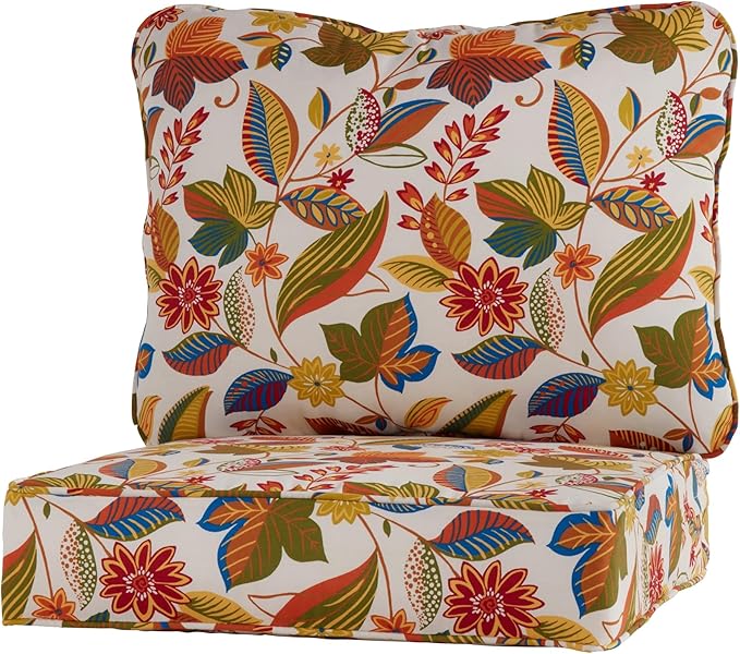 Greendale Home Fashions Outdoor Reversible 2-Piece Deep Seat Cushion Set, Foliage