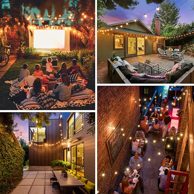 200ft(100*2) Outdoor G40 LED Globe String Lights Dimmable Waterproof Shatterproof Light Strings with 103 Bulbs Connectable Commercial Hanging Lights for Christmas Patio House Backyard Balcony Party