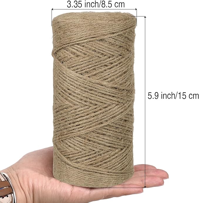 Jute Twine 2mm 4000 Feet Long Natural Jute Twine String for Garden, Crafts, Plant Tying, Gift Packing, DIY Projects(5Rolls, 800Feet/Roll)