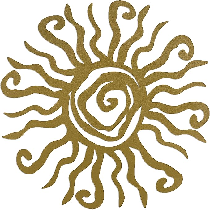 Riverside Designs Wacky Sun Metal Wall Art Indoor/Outdoor Decor - 30" Gold Rust Proof Wall Sculpture - Made in USA - Ideal for Bedroom, Garden, Home, Patio and Farmhouse