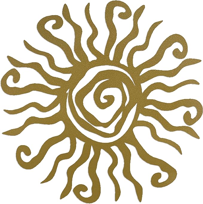Riverside Designs Wacky Sun Metal Wall Art Indoor/Outdoor Decor - 36" Gold Rust Proof Wall Sculpture - Made in USA - Ideal for Bedroom, Garden, Home, Patio and Farmhouse