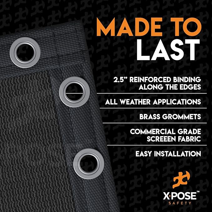 Xpose Safety Privacy Fence Screen 5’ x 50’ (72 Pack) – Bulk Full Pallet – Heavy Duty Black Mesh with 90% Visibility Block, UV Protection – Includes Cable Ties for Garden, Yard, Nursery, Kennel,Dog Run