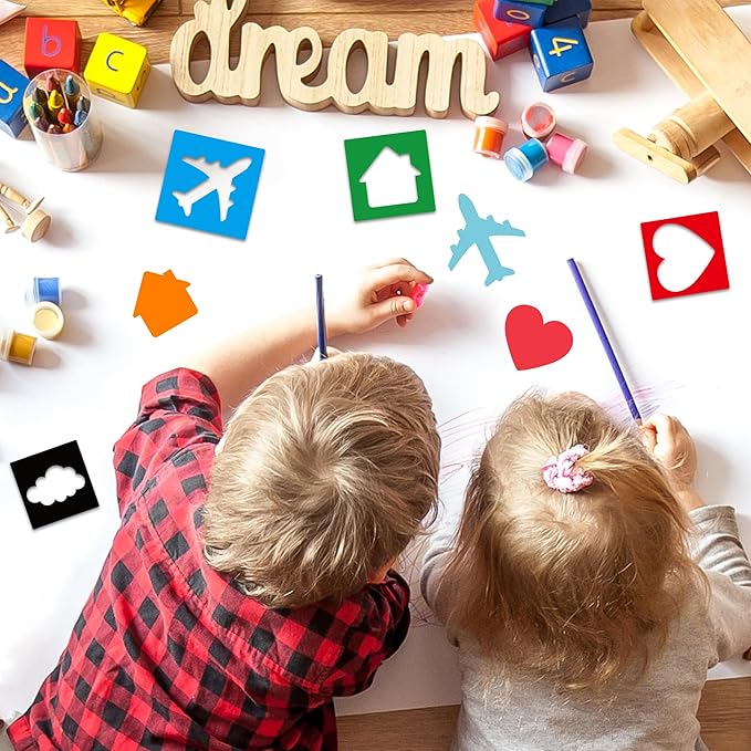 24 Piece Stencils for Kids Stencils for Painting Sidewalk Chalk Stencil Outdoor Garden Themed Stencil Kids Style Collection-8in