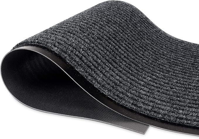 LuxUrux® Durable Rubber Door Mat - Heavy Duty, Indoor/Outdoor, Easy Clean, Waterproof, Patio, Garage - Commercial Floor Mat for Entry (Charcoal, 3' x 6' (Runner))