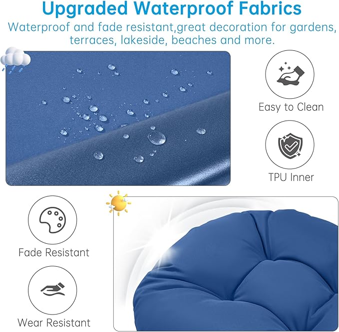 Adirondack Chair Cushion Tufted Waterproof Outdoor Rocking Chair Cushions with Ties Anti-Slip High Back Patio Chair Cushions for Patio Furniture Cushions
