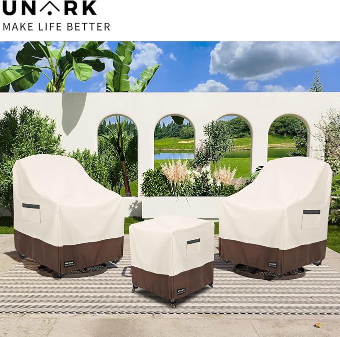 Patio Wicker Side Table Cover, Suitable for 3-Piece Outdoor Wicker Patio Bistro Set Side Table, Waterproof Square Patio Small Side Table Cover 22 W x 22 D x 18 H inches Beige and Brown