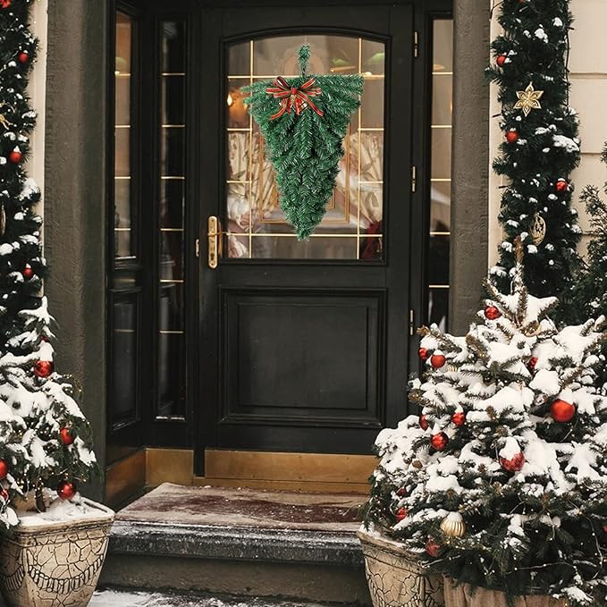 Christmas Swag for Decorating Outdoor, Christmas Teardrop Swag Ornament Decorative Props Pendant Wall Hanging for Front Door Indoor Outdoor Wall Hanging Decor