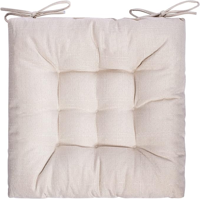 SQUARE MOON 4 Pack Chair Cushions, Seat Cushions, Chair Pads, Chair Mat for Indoor, Outdoor Dining Chair, Kitchen Chairs, Dining Room Chairs (16" × 16" × 4 Pack, Ivory)