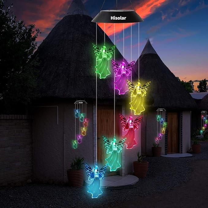 Angel Solar Wind Chimes Light Color Changing Solar Mobile Waterproof LED Solar Powered Wind Chimes for Home Party Yard Garden Decor,Gifts for mom Birthday Gifts