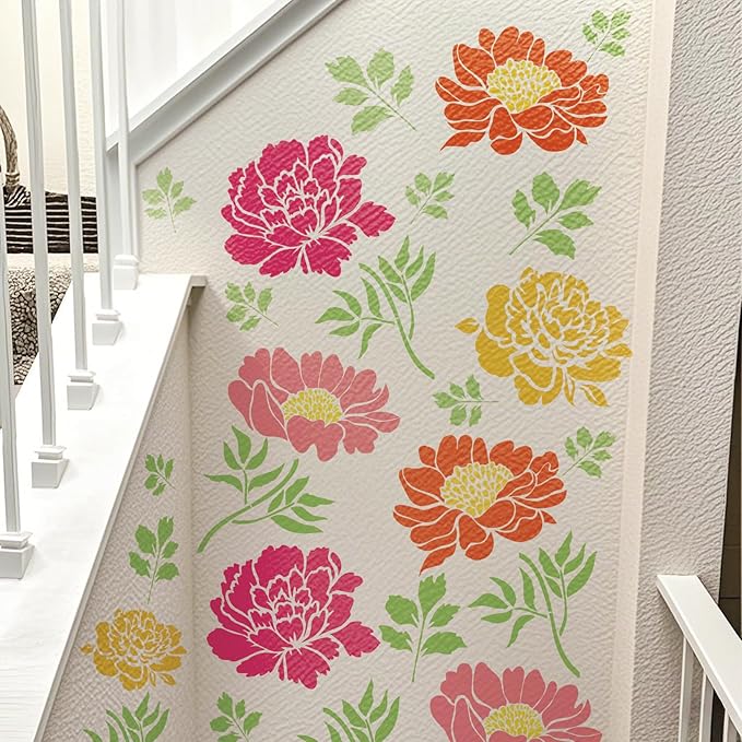 Large Fence Flower Stencils for Painting on Wood Floral Butterfly Fence Stencils for Walls Outdoors Garden Lace Crafts Reusable Home Canvas Furniture Paper (flower9)