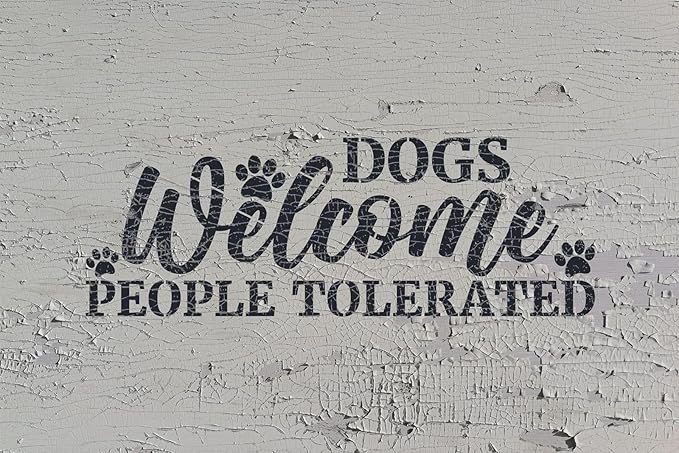 YKW Dog Welcome Stencils 7 Pack Large, Pet Home Decor Templates for Painting Door Mats Wood Signs Paw Print DIY Crafts Dog Lovers